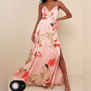 Still the one Blush Pink Floral satin maxi dress